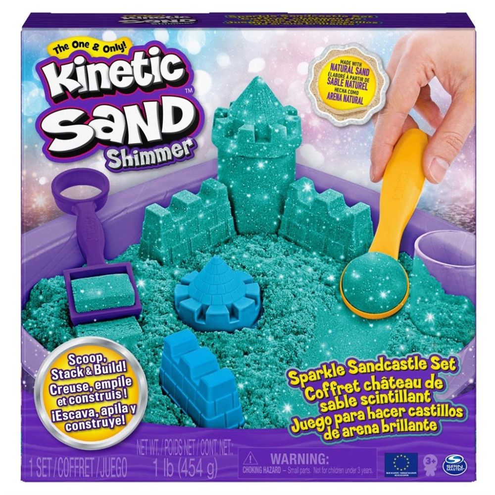 Kinetic Sand®, sandslot sæt med glitter (turkis)