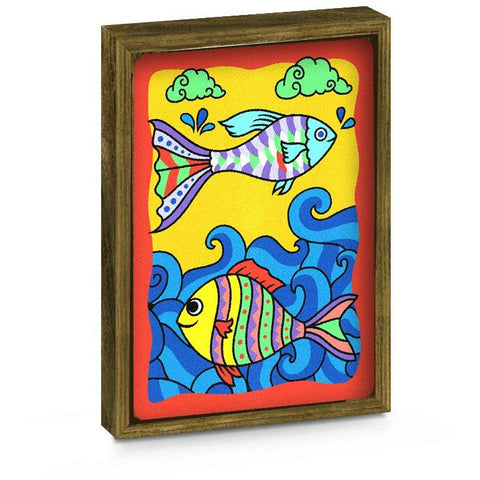Sand Painting Set - Fisk & Leguan (Med billedramme)